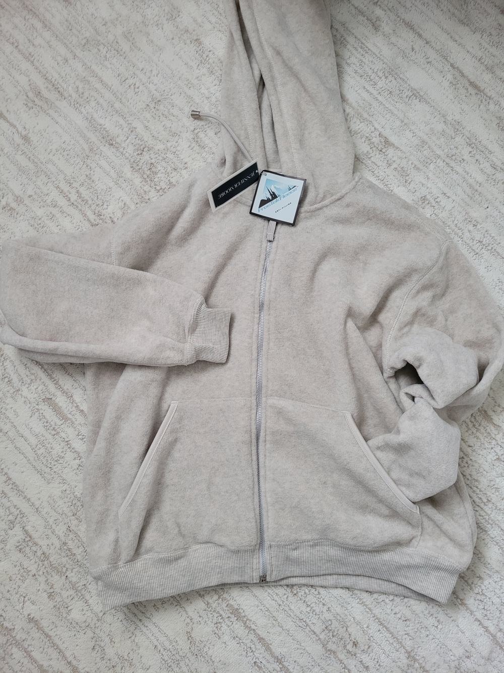 Jennifer Moore FrostTek Fleece Hooded Zip Jacket - Light Gray